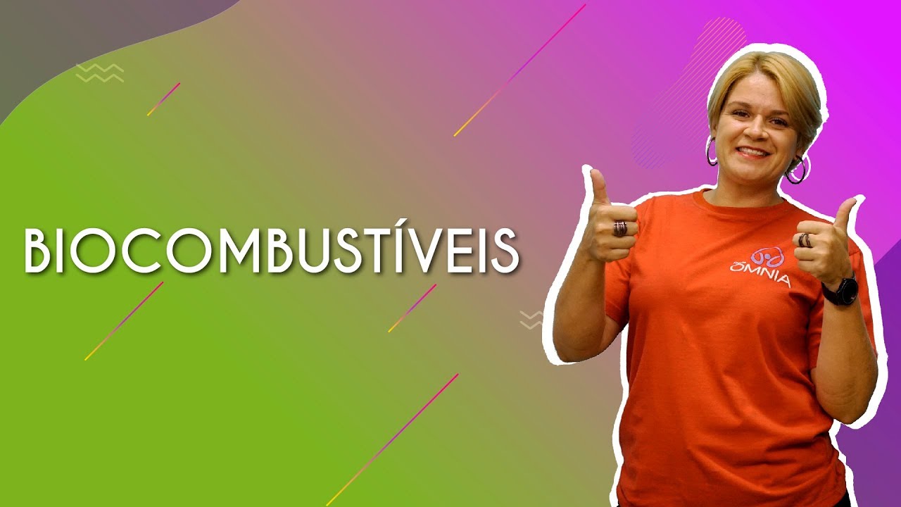Professora ao lado do texto"Biocombustíveis".